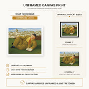 Fernando Botero - Man with Book canvas print size comparison and framing display infographic