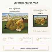 Fernando Botero - Man with Book poster print size comparison and framing display infographic