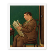 Fernando Botero's 'Man with Newspaper' painting reproduced as a rolled canvas print
