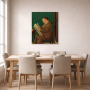 Gallery-wrapped canvas print of Fernando Botero's Man with Newspaper displayed on a wall in a dining room