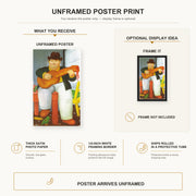 Fernando Botero - Man with a Guitar poster print size comparison and framing display infographic