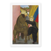 Fernando Botero's 'Man and Horse' painting reproduced as a rolled canvas print