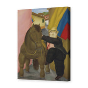 Fernando Botero's 'Man and Horse' painting reproduced as a gallery-wrapped canvas print