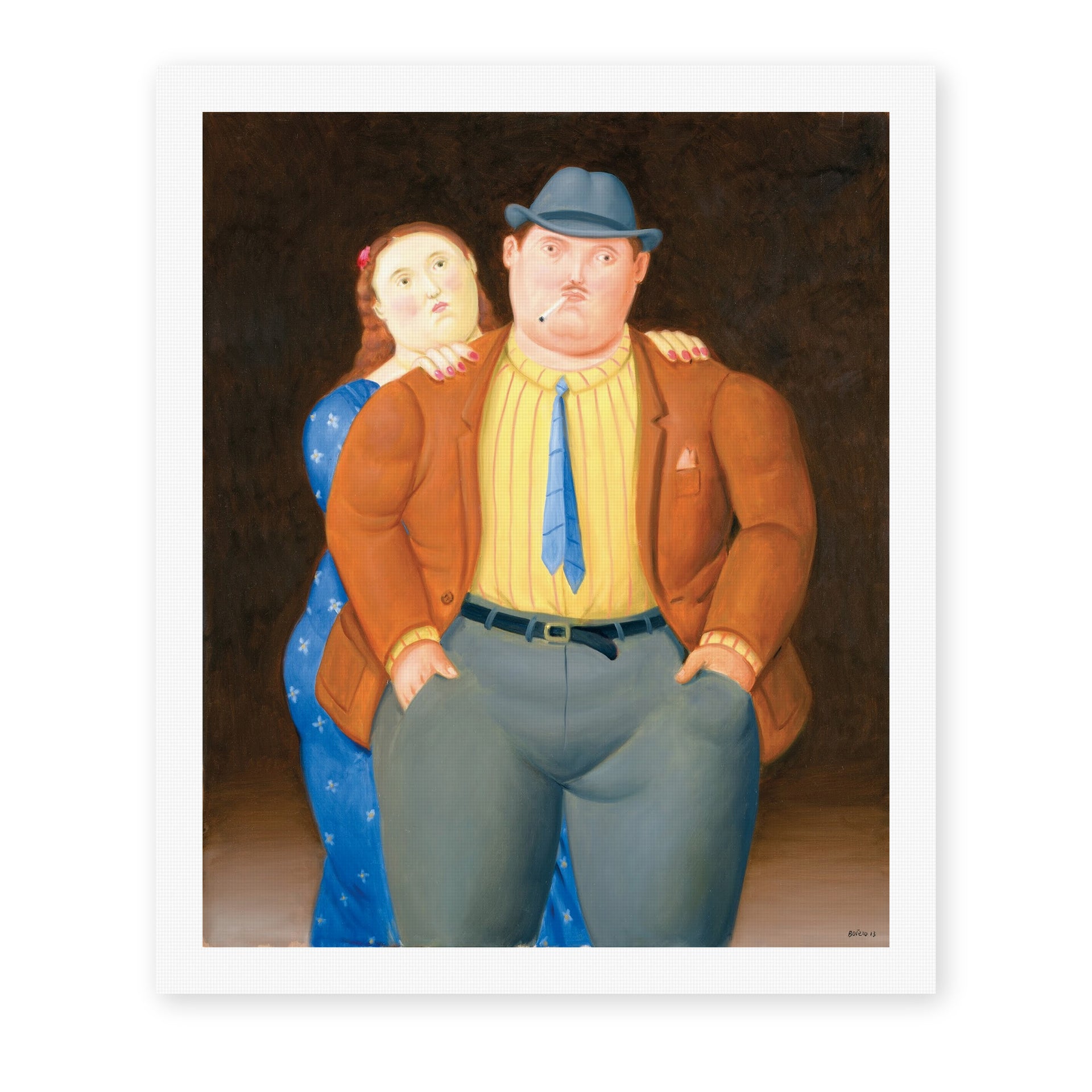 Fernando Botero's 'Man and Woman' painting reproduced as a rolled canvas print