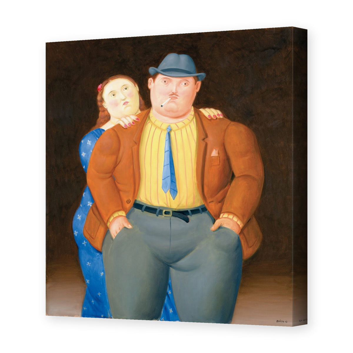 Fernando Botero's 'Man and Woman' painting reproduced as a gallery-wrapped canvas print