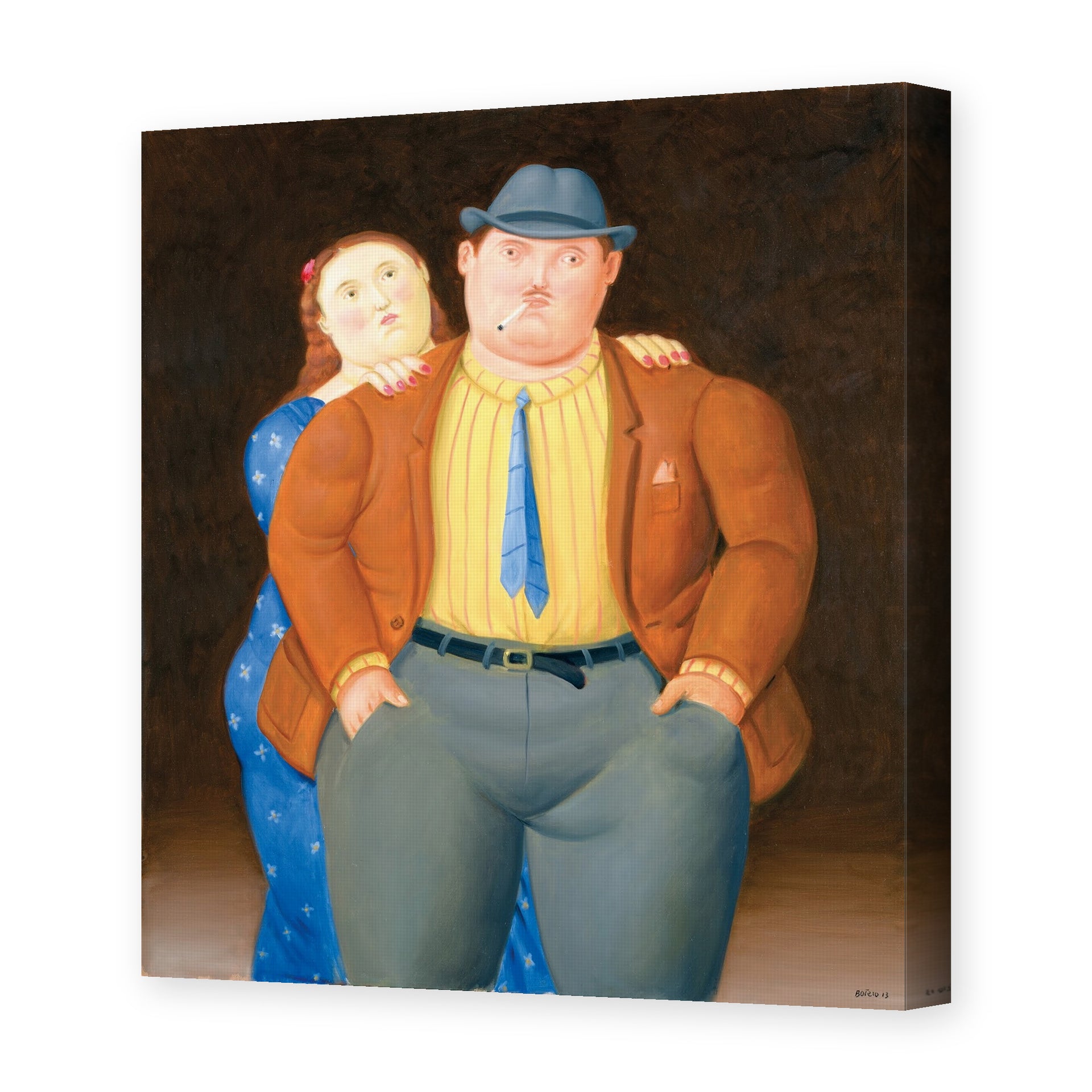 Fernando Botero's 'Man and Woman' painting reproduced as a gallery-wrapped canvas print