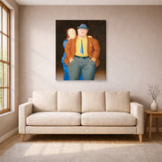 Gallery-wrapped canvas print of Fernando Botero's Man and Woman displayed on a wall in a living room