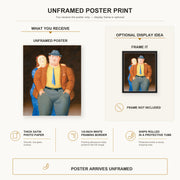 Fernando Botero - Man and Woman poster print size comparison and framing display infographic