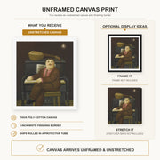 Fernando Botero - Man at the Piano canvas print size comparison and framing display infographic