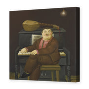 Fernando Botero's 'Man at the Piano' painting reproduced as a gallery-wrapped canvas print