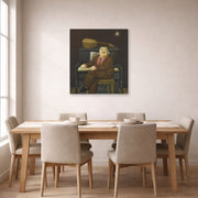 Gallery-wrapped canvas print of Fernando Botero's Man at the Piano displayed on a wall in a dining room