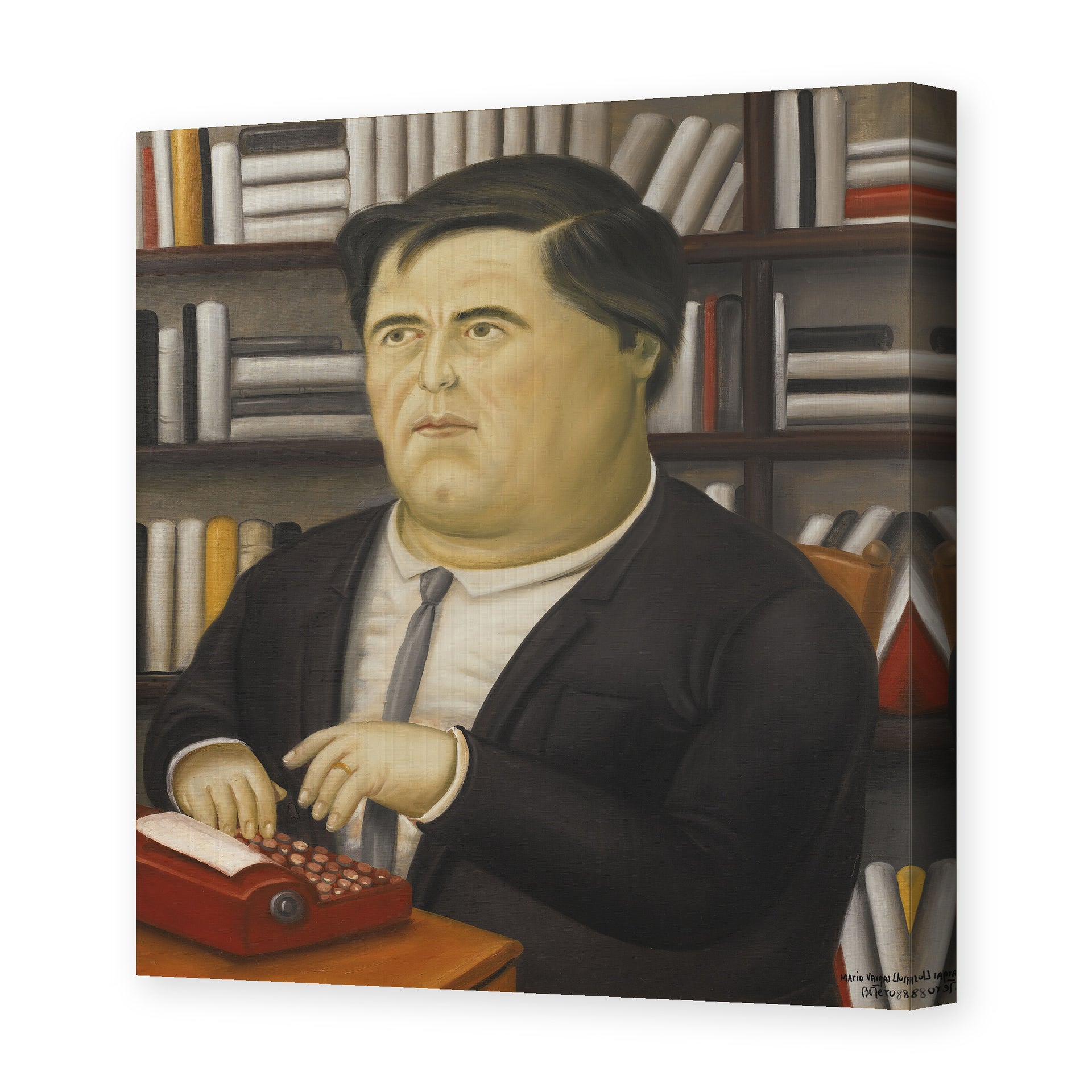 Fernando Botero's 'Mario Vargas Llosa' painting reproduced as a gallery-wrapped canvas print