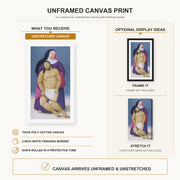 Fernando Botero - Mary and Dead Jesus canvas print size comparison and framing display infographic