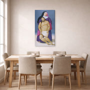 Gallery-wrapped canvas print of Fernando Botero's Mary and Dead Jesus displayed on a wall in a dining room