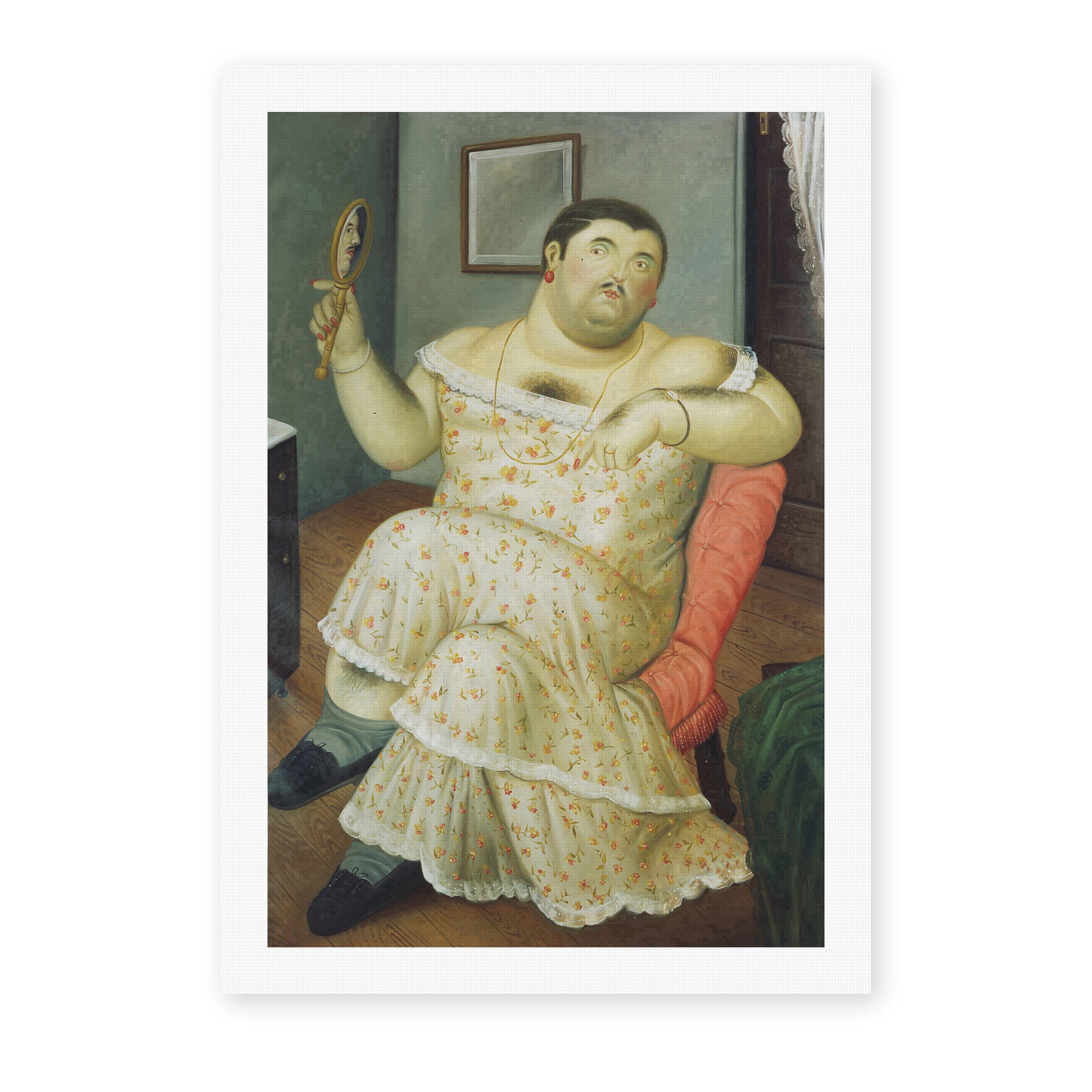 Fernando Botero's 'Melancholy' painting reproduced as a rolled canvas print
