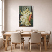 Gallery-wrapped canvas print of Fernando Botero's Melancholy displayed on a wall in a dining room