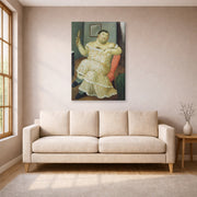 Gallery-wrapped canvas print of Fernando Botero's Melancholy displayed on a wall in a living room