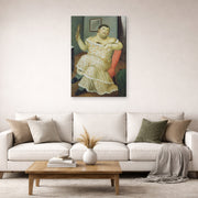 Gallery-wrapped canvas print of Fernando Botero's Melancholy displayed on a wall in a living room