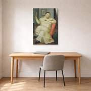 Gallery-wrapped canvas print of Fernando Botero's Melancholy displayed on a wall in a home office