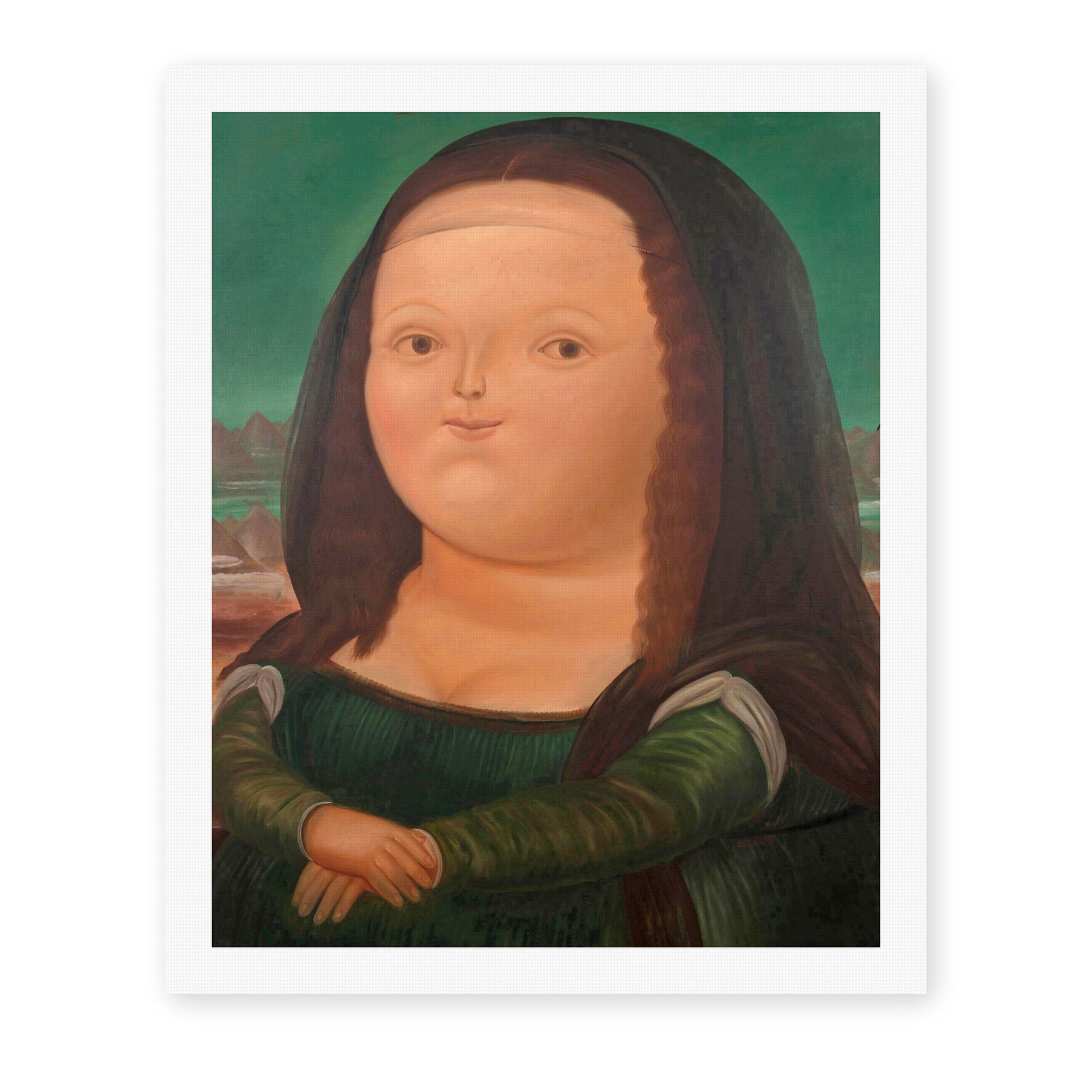 Fernando Botero's 'Mona Lisa Monalisa' painting reproduced as a rolled canvas print
