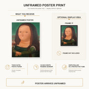 Fernando Botero - Mona Lisa Monalisa poster print size comparison and framing display infographic