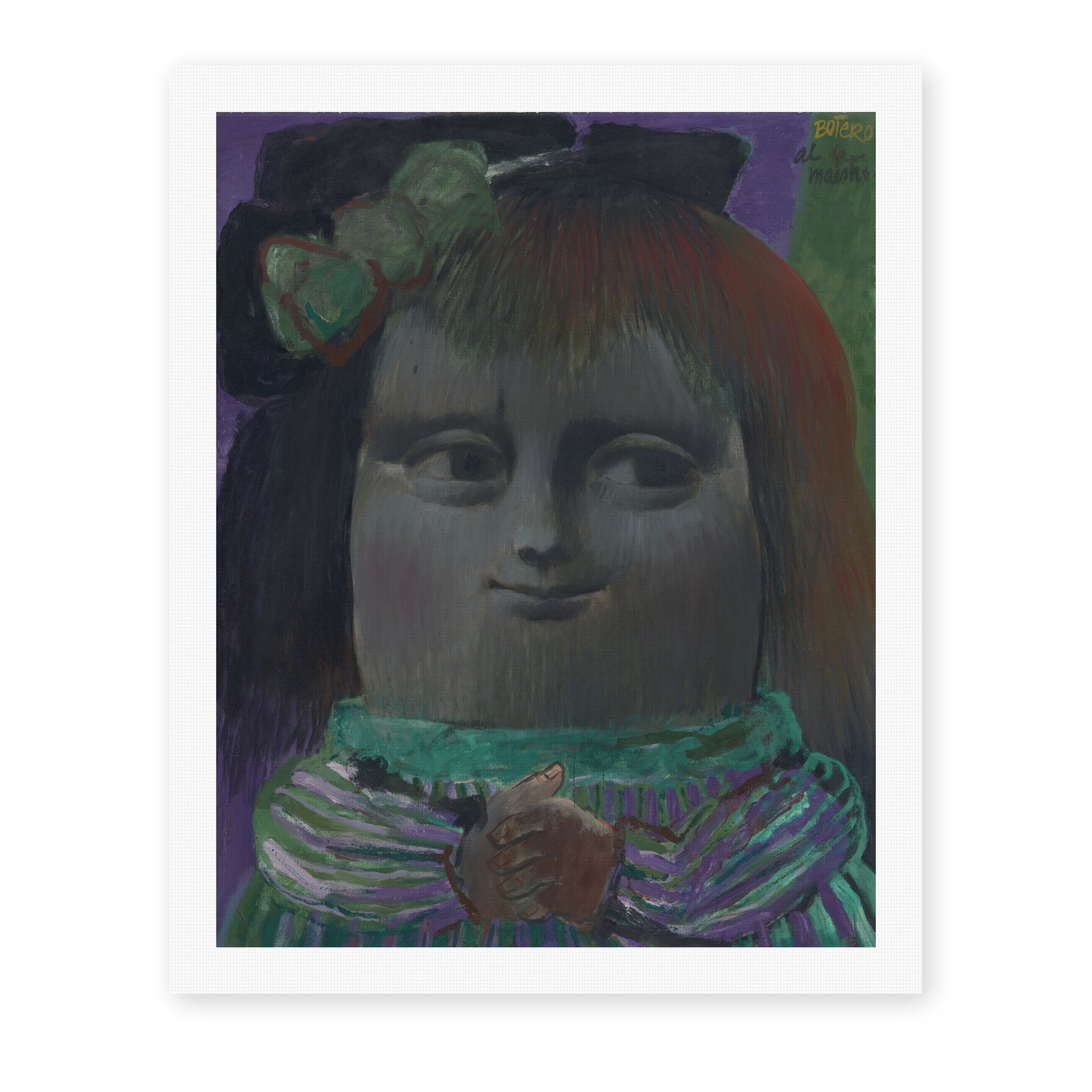 Fernando Botero's 'Mona Lisa at Thirteen Years' painting reproduced as a rolled canvas print