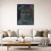Gallery-wrapped canvas print of Fernando Botero's Mona Lisa at Thirteen Years displayed on a wall in a living room