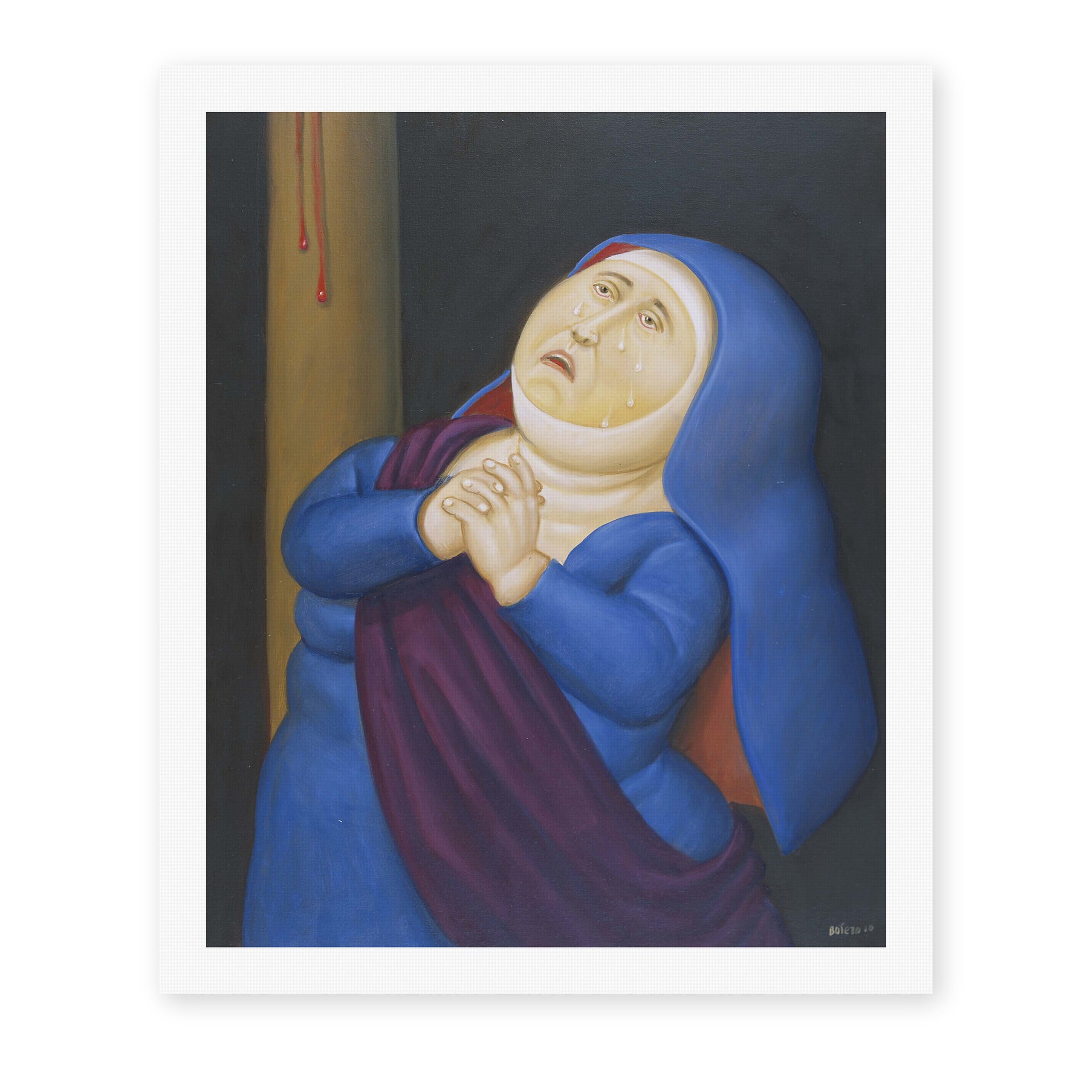 Fernando Botero's 'Mother Afflicted' painting reproduced as a rolled canvas print