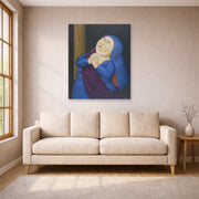 Gallery-wrapped canvas print of Fernando Botero's Mother Afflicted displayed on a wall in a living room