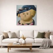 Gallery-wrapped canvas print of Fernando Botero's Mrs Rubens displayed on a wall in a living room