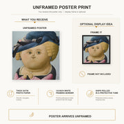 Fernando Botero - Mrs Rubens poster print size comparison and framing display infographic