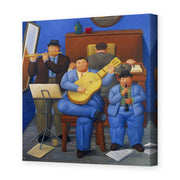 Fernando Botero's 'Musicians' painting reproduced as a gallery-wrapped canvas print