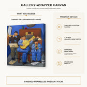 Fernando Botero - Musicians gallery wrap canvas construction and hanging details infographic