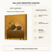 Fernando Botero - Naranjas Y Limones gallery wrap canvas construction and hanging details infographic