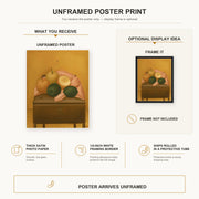 Fernando Botero - Naranjas Y Limones poster print size comparison and framing display infographic