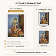 Fernando Botero - Pedrito on a Wooden Horse canvas print size comparison and framing display infographic