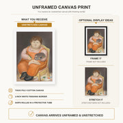 Fernando Botero - Pedro Pintor canvas print size comparison and framing display infographic