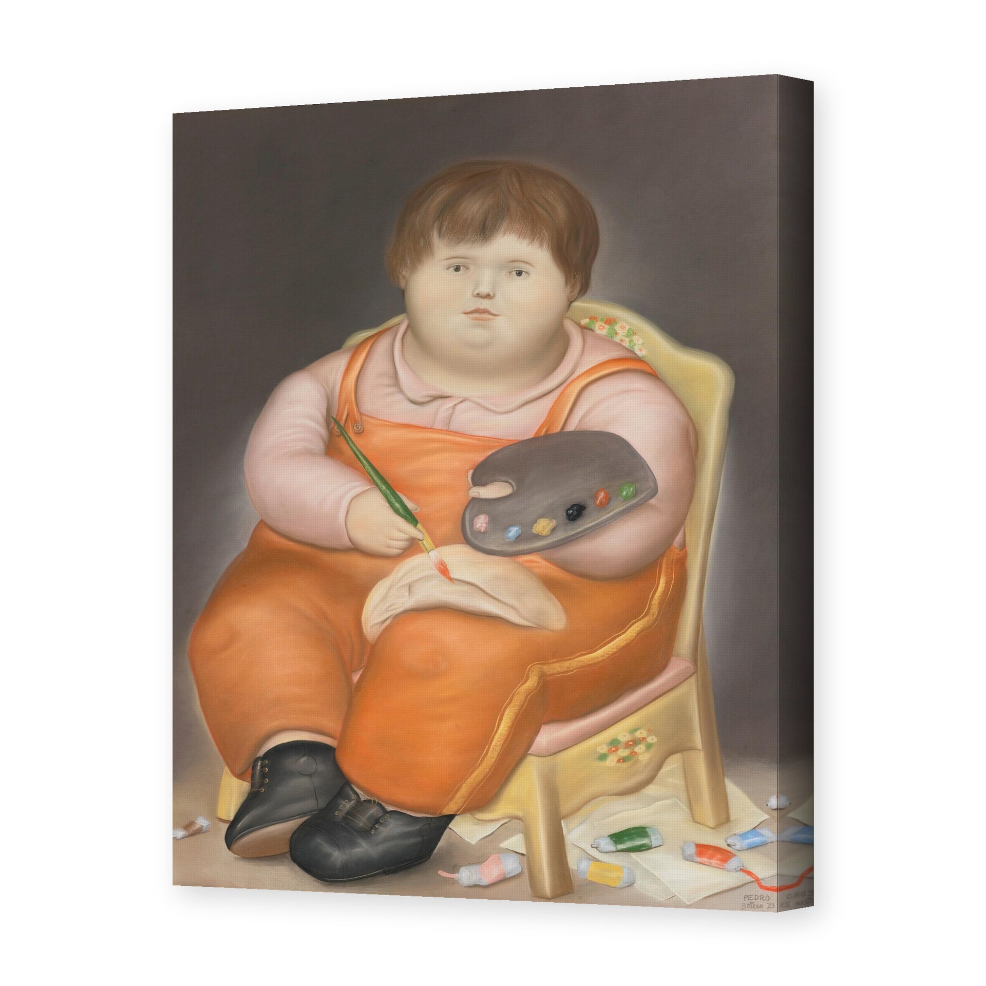 Fernando Botero's 'Pedro Pintor' painting reproduced as a gallery-wrapped canvas print