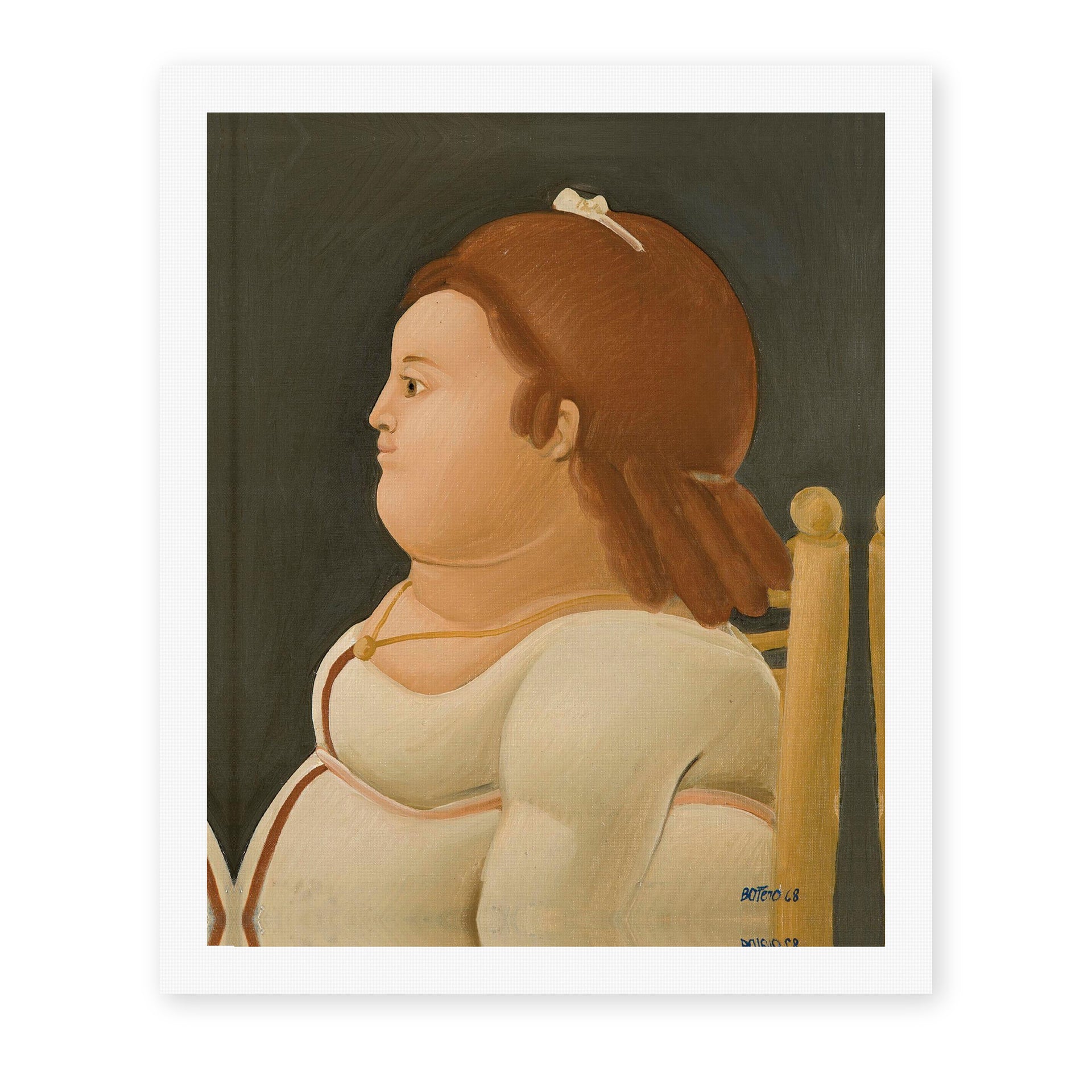 Fernando Botero's 'Perfil De Dama' painting reproduced as a rolled canvas print