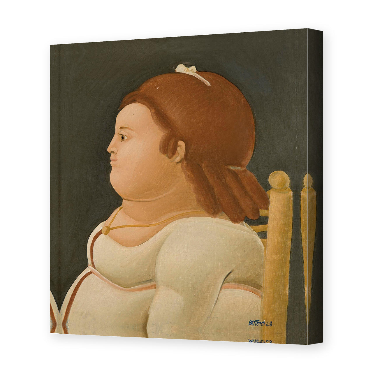 Fernando Botero's 'Perfil De Dama' painting reproduced as a gallery-wrapped canvas print