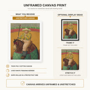 Fernando Botero - Picador canvas print size comparison and framing display infographic