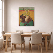 Gallery-wrapped canvas print of Fernando Botero's Picador displayed on a wall in a dining room