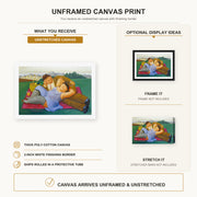 Fernando Botero - Picnic canvas print size comparison and framing display infographic