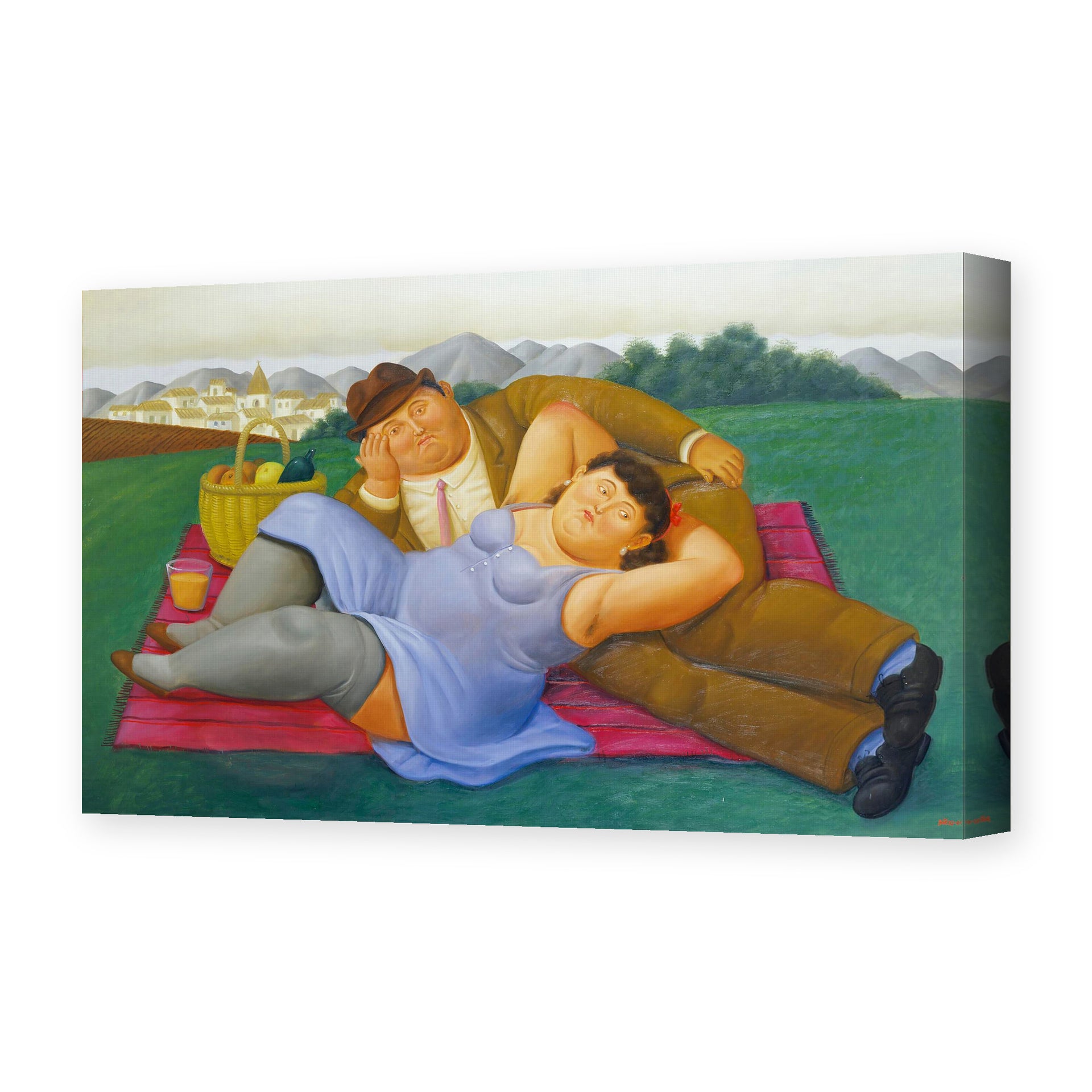 Fernando Botero's 'Picnic' painting reproduced as a gallery-wrapped canvas print