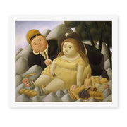Fernando Botero's 'Picnic in the Mountains' painting reproduced as a rolled canvas print