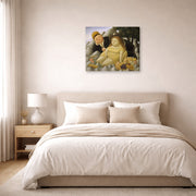 Gallery-wrapped canvas print of Fernando Botero's Picnic in the Mountains displayed on a wall in a bedroom
