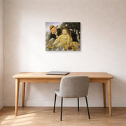 Gallery-wrapped canvas print of Fernando Botero's Picnic in the Mountains displayed on a wall in a home office