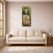Unframed poster print of Fernando Botero's President displayed on a wall in a living room