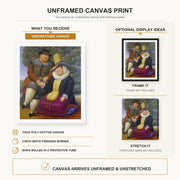Fernando Botero - Rubens and His Wife canvas print size comparison and framing display infographic