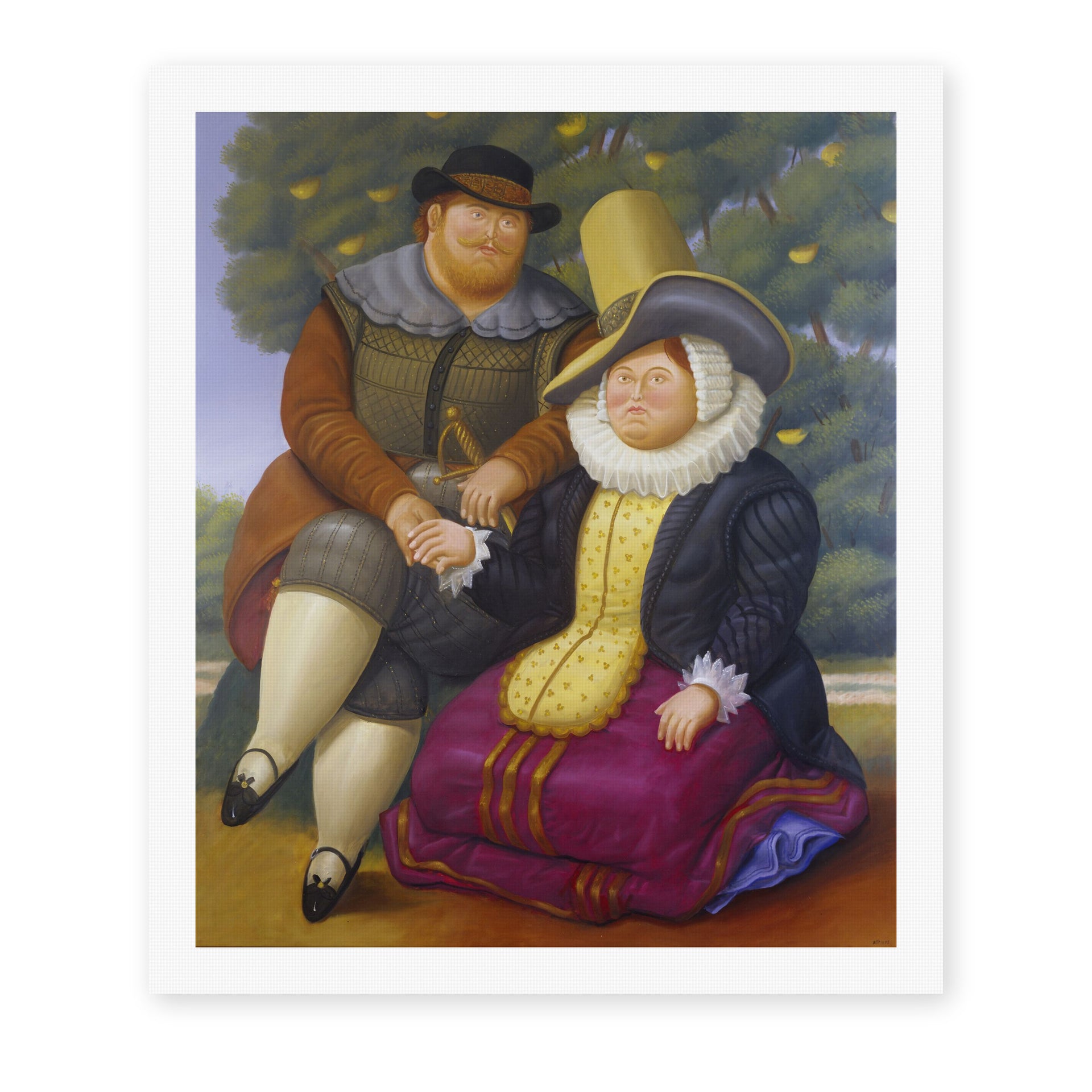 Fernando Botero's 'Rubens and His Wife' painting reproduced as a rolled canvas print